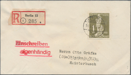 Berlin: 1949. UPU 1 DM Als EF Auf Einschreiben (eigenhändig) Von "Berlin 14.5.49" Nach Bleckede. Dab - Storia Postale