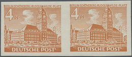 Berlin: 1949, 4 Pfg. Bauten Im Waagerechten Ungezähnten Paar, Postfrisch (Mi.€2.400,-). - Storia Postale