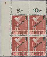 Berlin: 1949, Freimarken 1 (DM) Auf 3 (M) Mit Grünem Aufdruck BERLIN, Perfekter Unsignierter Und Ung - Storia Postale