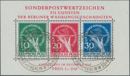 Berlin: 1949, Blockausgabe "Währungsgeschädigte" Mit Sonderstempel "BERLIN W 30 TAG DER NOTGEMEINSCH - Brieven En Documenten