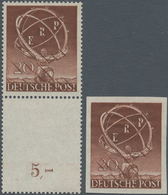 Berlin: 1950 ERP 20 Pf. Als Gezähnter Probedruck In Lilabraun, Zwischenfeld In Markengröße Mit Reihe - Brieven En Documenten