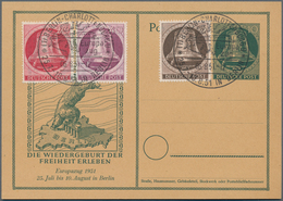 Berlin: 1951, Glocke Links 5 Pfg., 20 Pfg. Und 40 Pfg. Beigeklebt Auf Blanko Ganzsachenkarte P 25, K - Storia Postale