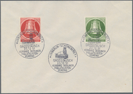 Berlin: 1951/1952, Glocke Rechts Auf Zwei FDC Mit Sonderstempel "(1) BERLIN-SCHÖNERBERG GGROSSTAUSCH - Storia Postale