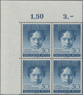 Berlin: 1952, Ludwig Van Beethoven 30 Pfg. Im Ungefalteten Luxus-4er Block Vom Oberen Linken Bogenra - Storia Postale