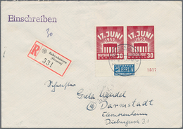 Berlin: 1953, Volksaufstand 30 Pf Im Waagerechten Paar Vom Bogenunterrand Mit Teil-HAN "1517" Auf Po - Storia Postale