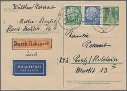 Berlin - Ganzsachen: 1958, 10 Pfg. Gedächniskirche, Frageteil Mit BRD Heuss 10 Pfg.,15 Pfg. Zus. Fra - Other & Unclassified