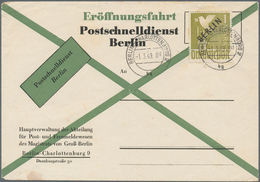 Berlin - Postschnelldienst: 1 Mk Schwarzaufdruck Auf Laufzeit-Kontroll FDC Der Linie C Von Charlotte - Cartas & Documentos