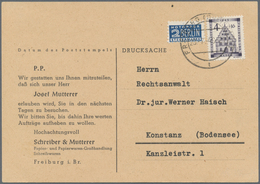 Französische Zone - Baden: 1949, Wiederaufbau Freiburg 4 + 16 Pf Als Portogerechte Einzelfrankatur A - Autres & Non Classés