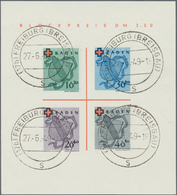 Französische Zone - Baden: 1949, Rotes Kreuz-Block In Type I, Entwertet Mit Vier Stempeln "FREIBURG - Sonstige & Ohne Zuordnung