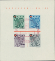 Französische Zone - Baden: 1949, Blockausgabe Rotes Kreuz, Gestempeltes Exemplar In Type I Mit Rotem - Other & Unclassified