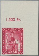 Saarland (1947/56): 1949, 1 Jahr Universität, UNGEZÄHNT, Breitrandiges Postfrisches Luxusstück Aus D - Briefe U. Dokumente