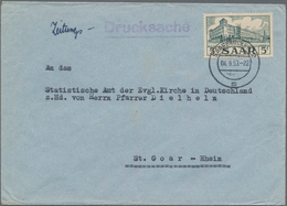 Saarland (1947/56): 1953, 5 F Grün EF Als Seltene Zeitungs-Drucksache Von Saarbrücken Nach St. Goar/ - Storia Postale