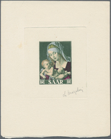 Saarland (1947/56): 1954, 15 Fr. Madonna Als Mehrfarbiger Epreuve D'artiste Mit Künstler-Unterschrif - Cartas & Documentos