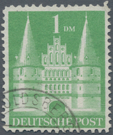 Bizone: 1952, Bautenserie 1 DM Grün Gebraucht "(HER)OLDSBERG /........-../.," Bogenfeld 306. Attest - Sonstige & Ohne Zuordnung