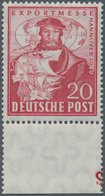 Bizone: 1949, 20 Pf Hannover-Messe Vom Unterrand Mit PLATTEN-NR. "2", Postfrisch - Sonstige & Ohne Zuordnung