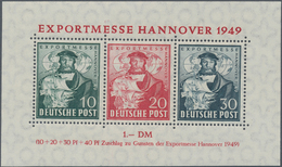 Bizone: 1949, Hannover-Messeblock In Der Seltenen Farbe, Postfrisch Mit Fotoattest Schlegel HG BPP: - Sonstige & Ohne Zuordnung