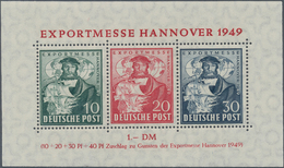 Bizone: 1949, Exportmesse Hannover Blockausgabe In "c"-Farbe, Tadellos Postfrisch, Attest Schlegel H - Andere & Zonder Classificatie