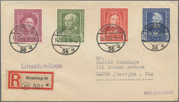 Bundesrepublik Deutschland: 1949, 8 Pf Bis 30 Pf „Helfer Der Menschheit” Auf R-Brief Ab Hamburg Am E - Brieven En Documenten