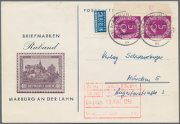 Bundesrepublik Deutschland: 1953, 5 Pf Posthorn Im Senkr. Paar Vom Linken Rand Mit DRUCKERZEICHEN "5 - Storia Postale