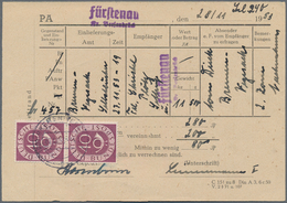Bundesrepublik Deutschland: 1953, 40 Pf Posthorn Im Senkr. Paar Auf GEBÜHRENMELDUNG Von FÜRSTENAU/Kr - Brieven En Documenten