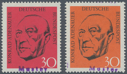 Bundesrepublik Deutschland: 1968, 30 Pfg. Adenauer Lebhaftrot/schwarz Mit Violettem "Muster"-Handste - Briefe U. Dokumente