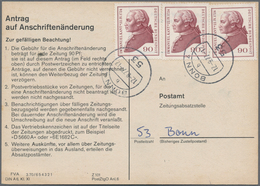 Bundesrepublik Deutschland: 1974, Kant 90 Pfg., 3 Stck. Als Gebühr Auf "Antrag Auf Anschriftenänderu - Briefe U. Dokumente