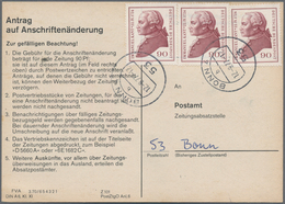 Bundesrepublik Deutschland: 1974, Kant 90 Pfg., 3 Stck. Als Gebühr Auf "Antrag Auf Anschriftenänderu - Storia Postale