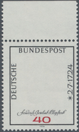 Bundesrepublik Deutschland: 1974, 40 Pf Klopstock, Marke Vom Oberrand Mit Abart "FEHLENDER SCHWARZER - Storia Postale