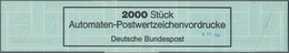 Bundesrepublik - Automatenmarken: 1980, Stangen-Verschlußdeckel Für "5 Rollen Zu 2000 Stück" Sowie D - Vignette [ATM]