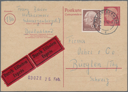 Bundesrepublik - Ganzsachen: 1954, Heuss 20 Pfg. Frageteil Mit 60 Pfg. Zus.-Frankatur Als Auslands-E - Other & Unclassified
