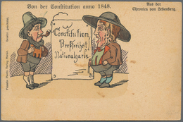 Ansichtskarten: Politik / Politics: ÖSTERREICH, "Von Der Constitution Anno 1848", Sehr Frühe Kolorie - Personnages
