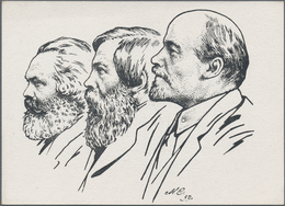 Ansichtskarten: Politik / Politics: RUSSLAND, Zwei Russische Propagandakarten Marx, Engels Und Lenin - Figuren