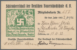 Ansichtskarten: Propaganda: Schirmherrschaft Der Deutschen Bauernhochschule Mitgliedskarte: 1922 Naz - Political Parties & Elections