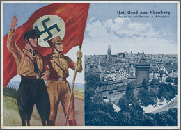 Ansichtskarten: Propaganda: 1933, "Reichsparteitag Nürnberg", Großformatige Kolorierte Parteitagskar - Partiti Politici & Elezioni