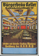 Ansichtskarten: Propaganda: 1935 Ca., "München Bürgerbräu-Keller Hochburg Der N.S.D.A.P.", Koloriert - Politieke Partijen & Verkiezingen