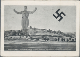 Ansichtskarten: Propaganda: 1935, Saarabstimmung, Fotokarte Als Collage Mit Hitler Mit Ausgebreitete - Partiti Politici & Elezioni