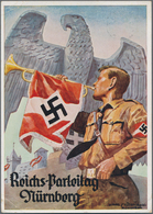 Ansichtskarten: Propaganda: 1935, "Reichsparteitag Nürnberg 1935", Kolorierte Parteitagskarte Mit Ab - Partidos Politicos & Elecciones