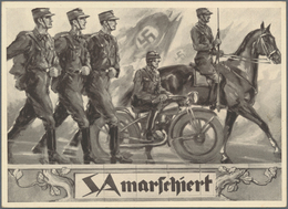 Ansichtskarten: Propaganda: 1935 Ca., "SA Marschiert", Großformatige Propagandakarte Mit Abbildung S - Partiti Politici & Elezioni