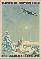 Ansichtskarten: Propaganda: 1936, "Auch Im Winter DEUTSCHE LUFTHAMSA", Großformatige Kolorierte Werb - Partidos Politicos & Elecciones