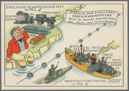 Ansichtskarten: Propaganda: 1937/1938, "Ausfälle Der Englischen Einfuhren", 3 Farbige Karikaturen, U - Partis Politiques & élections
