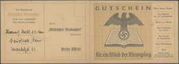 Ansichtskarten: Propaganda: 1937 Ca, "Gutschein Für Ein Buch Der Bewegung", Klappkarte Adressiert An - Partis Politiques & élections