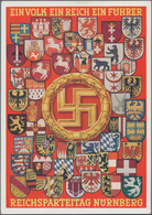 Ansichtskarten: Propaganda: 1938, "REICHSPARTEITAG NÜRNBERG EIN VOLK EIN REICH EIN FÜHRER", Farbige - Partis Politiques & élections