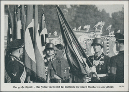 Ansichtskarten: Propaganda: 1938, Reichsparteitag Nürnberg "Der Große Appell - Der Führer Weiht Mit - Partiti Politici & Elezioni