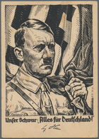 Ansichtskarten: Propaganda: 1943, "Unser Schwur: Alles Für Deutschland!" Abbildung Zeichnung Hitler - Partiti Politici & Elezioni
