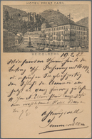 Ansichtskarten: Vorläufer: 1882, HEIDELBERG Hotel Prinz Carl, Vorläuferkarte Als Privatganzsache Mit - Ohne Zuordnung