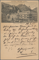 Ansichtskarten: Vorläufer: 1882, HEIDELBERG Hotel Prinz Carl, Vorläuferkarte Als Privatganzsache Mit - Non Classificati