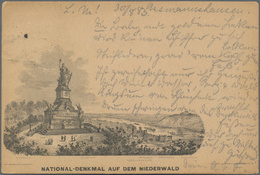 Ansichtskarten: Vorläufer: 1883, NIEDERWALD-DENKMAL, Vorläuferkarte 5 Pf. Lila Mit Bahnpost L3 WIESB - Zonder Classificatie