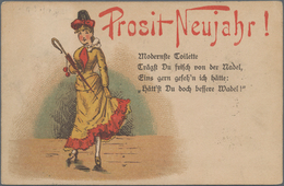 Ansichtskarten: Vorläufer: 1887, GLÜCKWUNSCH Prosit Neujahr!, Kolorierte Vorläuferkarte Postalisch G - Non Classificati