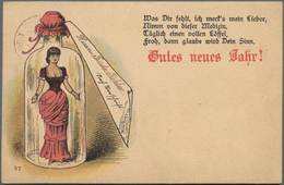 Ansichtskarten: Vorläufer: 1887, Gutes Neues Jahr, Kolorierte Vorläuferkarte5 Pf Grün Mit K1 HALL IN - Non Classificati