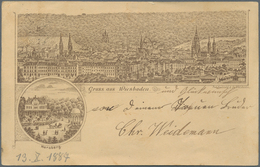 Ansichtskarten: Vorläufer: 1887, WIESBADEN Und Neroberg, Vorläuferkarte 5Pf. Lila Mit K1 WIESBADEN / - Non Classificati